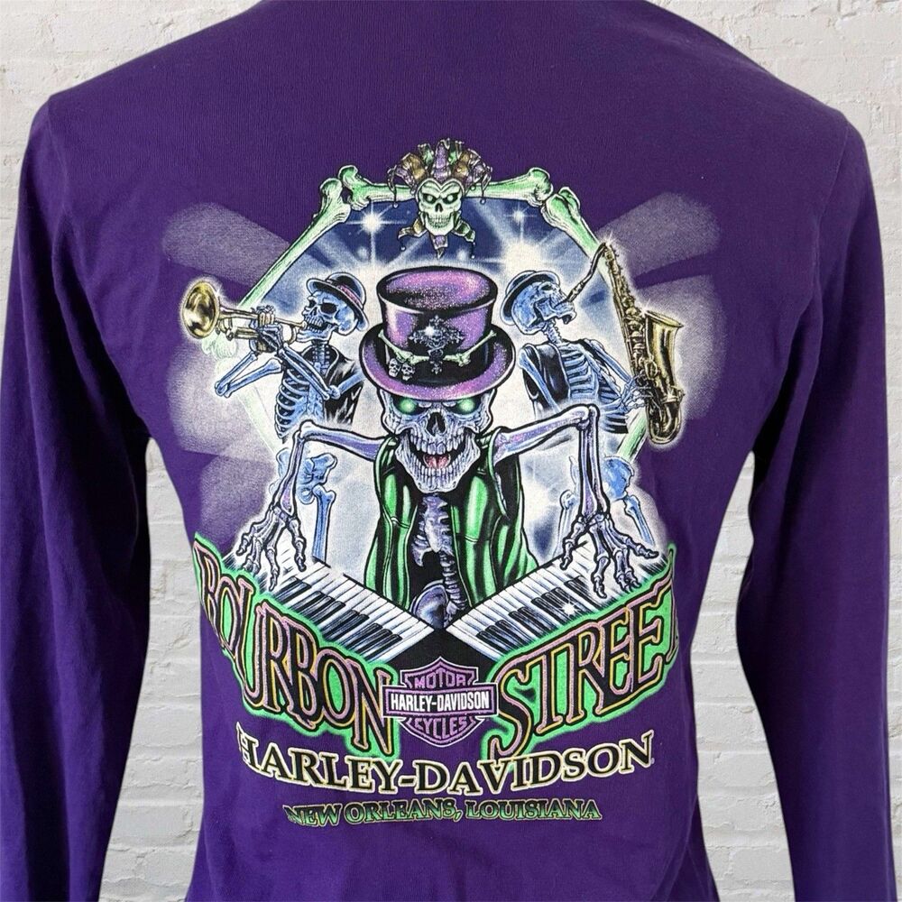 Women's Harley Davidson Bourbon Street Tee Shirt Top Women's Small Long Sleeve